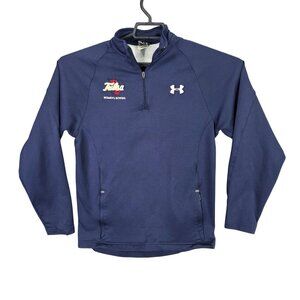 Womens Under Armour Blue 1/4 Zip Pullover Sweatshirt Tulsa Rowing Zip Pockets S